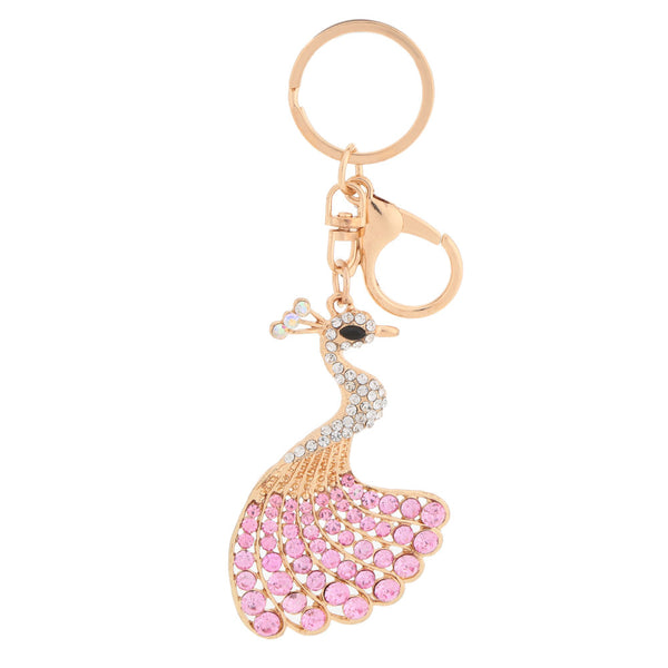 Fashion Shining Peafowl Peacock Pendant Key Ring Crystal Rhinestone Key Chain Women Jewelry for Car Purse Handbag Charm Gift
