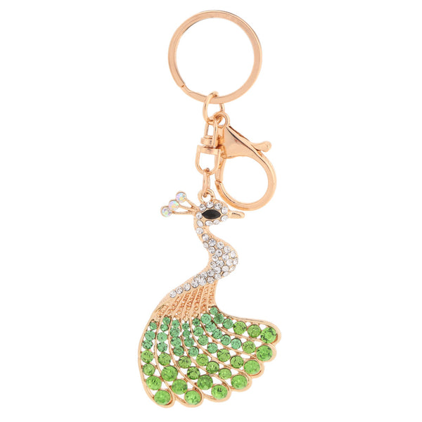 Fashion Shining Peafowl Peacock Pendant Key Ring Crystal Rhinestone Key Chain Women Jewelry for Car Purse Handbag Charm Gift