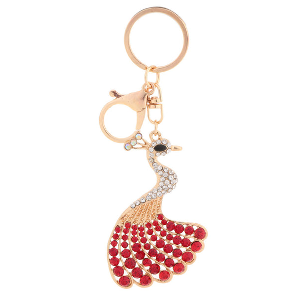 Fashion Shining Peafowl Peacock Pendant Key Ring Crystal Rhinestone Key Chain Women Jewelry for Car Purse Handbag Charm Gift