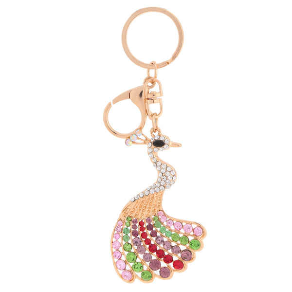 Fashion Shining Peafowl Peacock Pendant Key Ring Crystal Rhinestone Key Chain Women Jewelry for Car Purse Handbag Charm Gift