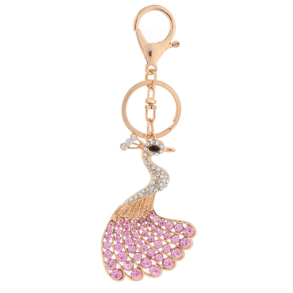 Fashion Shining Peafowl Peacock Pendant Key Ring Crystal Rhinestone Key Chain Women Jewelry for Car Purse Handbag Charm Gift