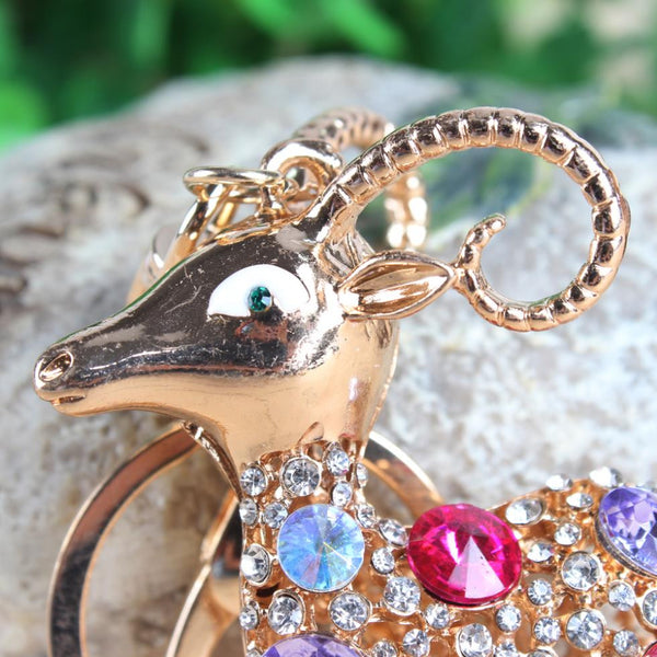 Fat Goat Sheep Cute Crystal Rhinestone Charm Pendant Purse Bag Car Key Ring Chain Creative Wedding Party Gift