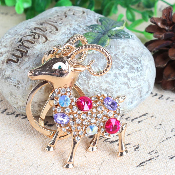 Fat Goat Sheep Cute Crystal Rhinestone Charm Pendant Purse Bag Car Key Ring Chain Creative Wedding Party Gift