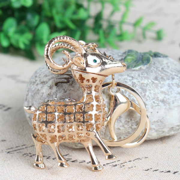 Fat Goat Sheep Cute Crystal Rhinestone Charm Pendant Purse Bag Car Key Ring Chain Creative Wedding Party Gift