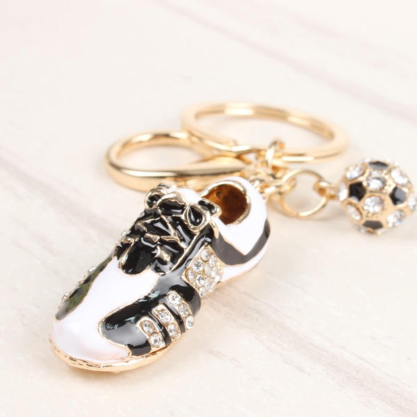 Football Shoe Sport Lovely New Fashion Cute Crystal Charm Pendant Purse Bag Car Key Ring Chain Wedding Party Creative Gift