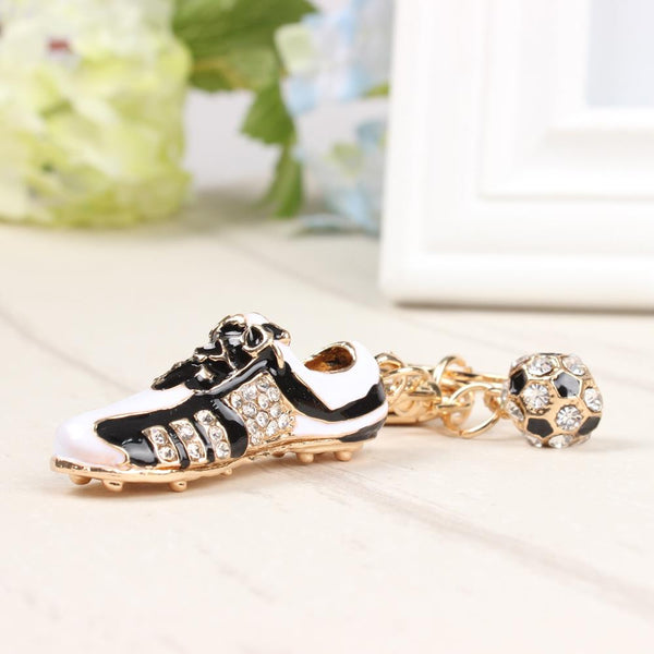 Football Shoe Sport Lovely New Fashion Cute Crystal Charm Pendant Purse Bag Car Key Ring Chain Wedding Party Creative Gift