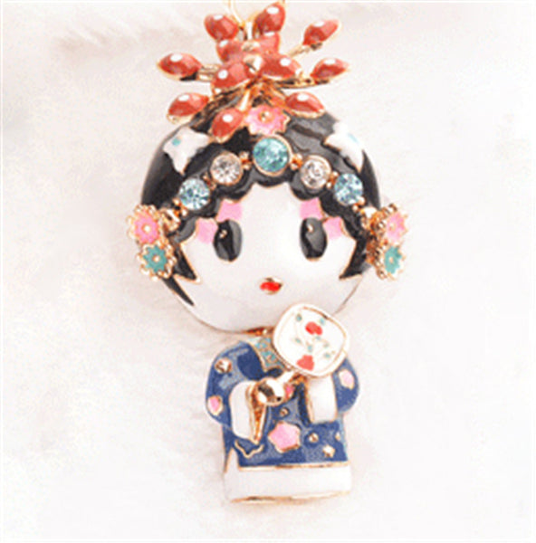 Free Shipping Chnines Style Beijing Opera Character Creative Keychains Metal Keyrings For Lady Gift Purse Bag Charms Jewelry