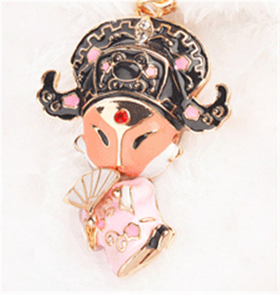 Free Shipping Chnines Style Beijing Opera Character Creative Keychains Metal Keyrings For Lady Gift Purse Bag Charms Jewelry