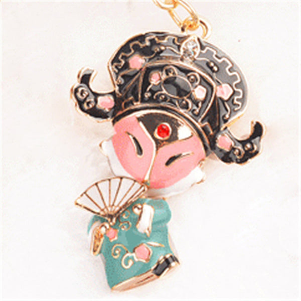 Free Shipping Chnines Style Beijing Opera Character Creative Keychains Metal Keyrings For Lady Gift Purse Bag Charms Jewelry