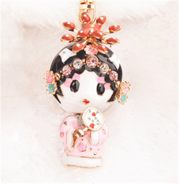 Free Shipping Chnines Style Beijing Opera Character Creative Keychains Metal Keyrings For Lady Gift Purse Bag Charms Jewelry