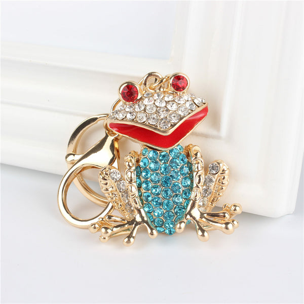 Frog Lovely Pendant Charm Rhinestone Crystal Purse Bag Keyring Key Chain Accessories Wedding Party Lover Friend Gift