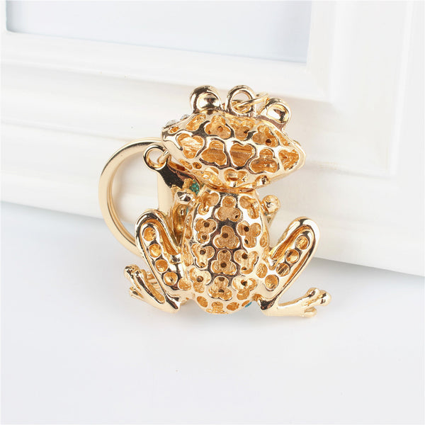 Frog Lovely Pendant Charm Rhinestone Crystal Purse Bag Keyring Key Chain Accessories Wedding Party Lover Friend Gift