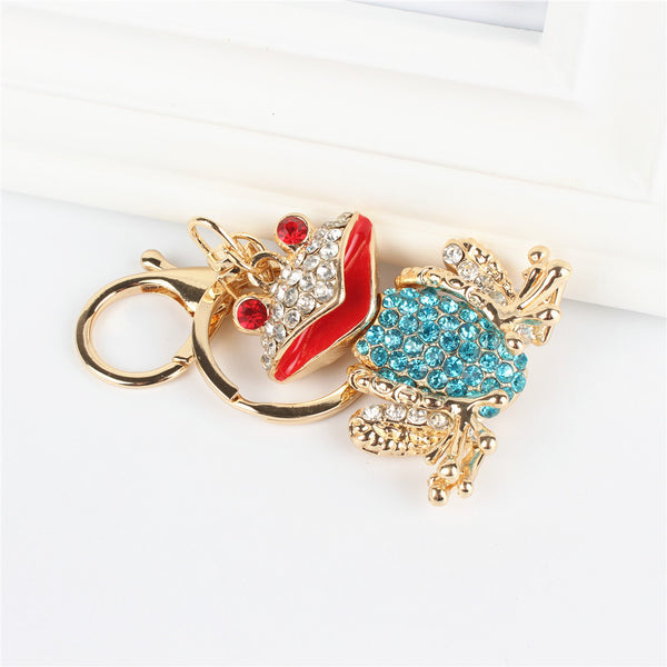 Frog Lovely Pendant Charm Rhinestone Crystal Purse Bag Keyring Key Chain Accessories Wedding Party Lover Friend Gift