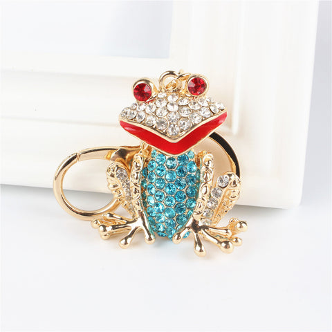 Frog Lovely Pendant Charm Rhinestone Crystal Purse Bag Keyring Key Chain Accessories Wedding Party Lover Friend Gift