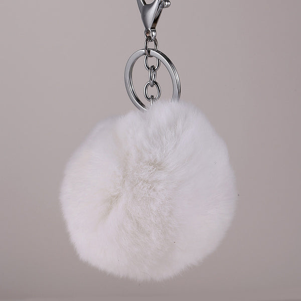 Genuine 8cm Rabbit fur ball keychain! Fashion charm trinket purse furry key chain ring holder bag decoration Jewelry kawaii gift