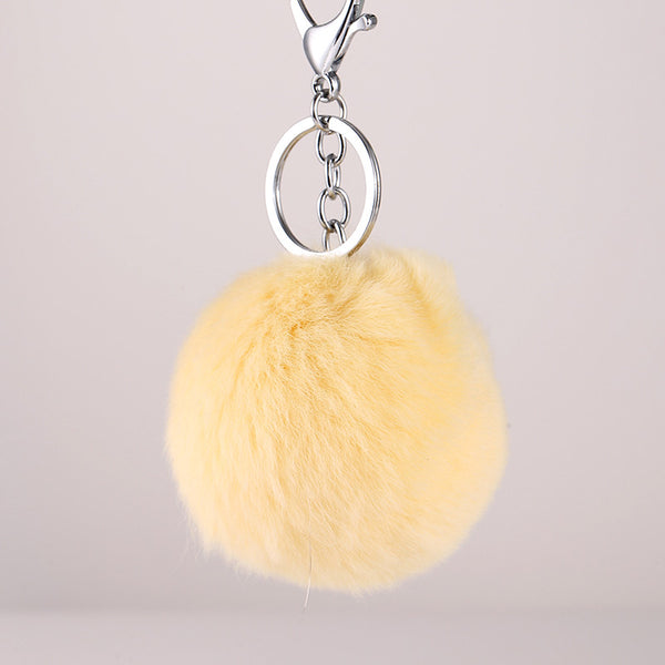 Genuine 8cm Rabbit fur ball keychain! Fashion charm trinket purse furry key chain ring holder bag decoration Jewelry kawaii gift