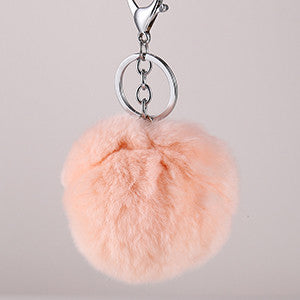 Genuine 8cm Rabbit fur ball keychain! Fashion charm trinket purse furry key chain ring holder bag decoration Jewelry kawaii gift