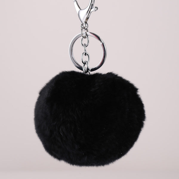 Genuine 8cm Rabbit fur ball keychain! Fashion charm trinket purse furry key chain ring holder bag decoration Jewelry kawaii gift