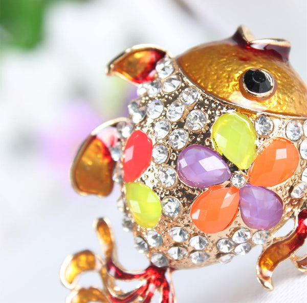 Gold Fish Lovely Tail Cute Crystal Charm Purse Handbag Car Key Keyring Keychain Party Wedding Birthday Gift