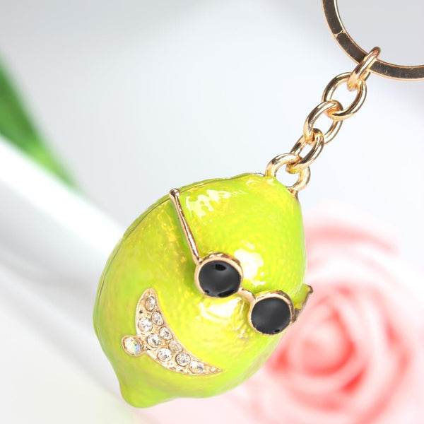 Green Lemon Prince Lovely Crystal Charm Purse Handbag Car Key Keyring Keychain Party Wedding Birthday Gift