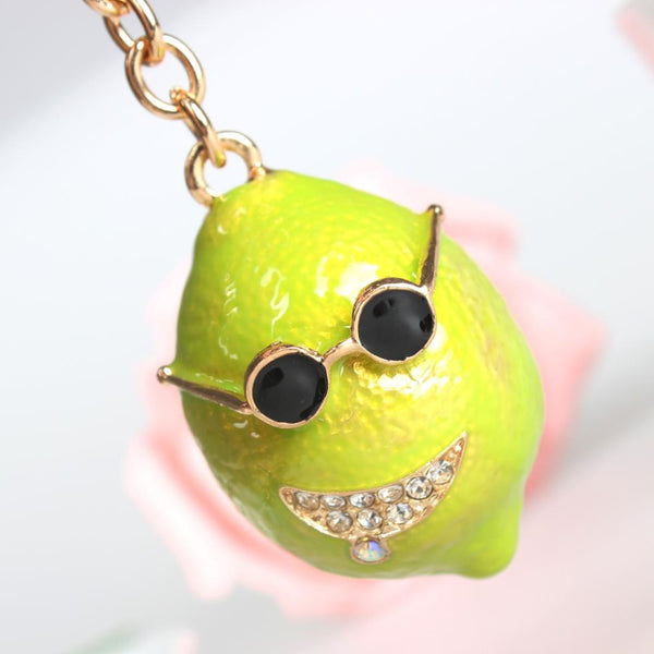 Green Lemon Prince Lovely Crystal Charm Purse Handbag Car Key Keyring Keychain Party Wedding Birthday Gift