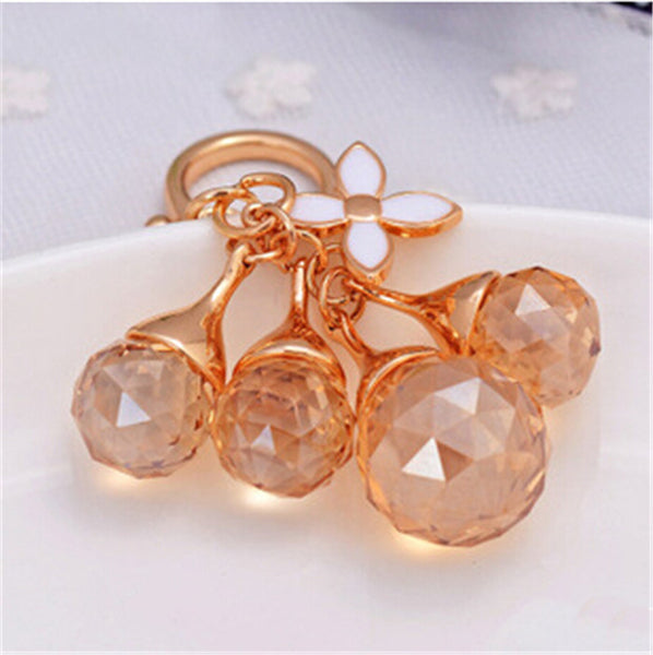 Crystal Beads Tassel Golden Car Key Chain Ring Rhinestone Metal Keychain for Women Bag Purse Charm pendant Jewelry