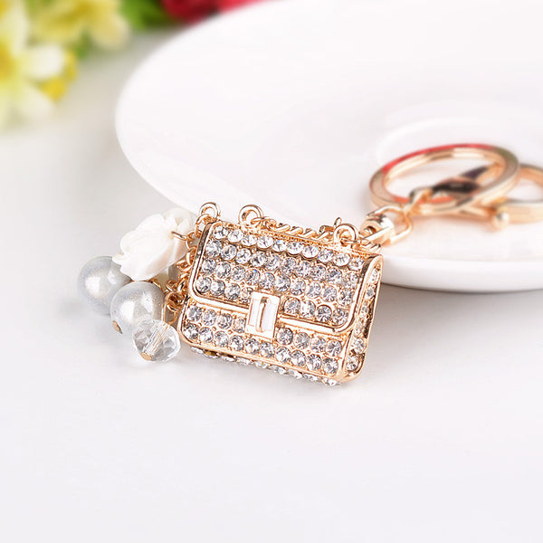 Handbag Lady Girl Creative Cute Crystal Charm Purse Handbag Car Key Keyring Keychain Party Wedding Delicate Gift