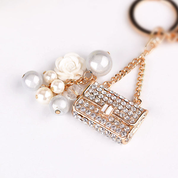 Handbag Lady Girl Creative Cute Crystal Charm Purse Handbag Car Key Keyring Keychain Party Wedding Delicate Gift