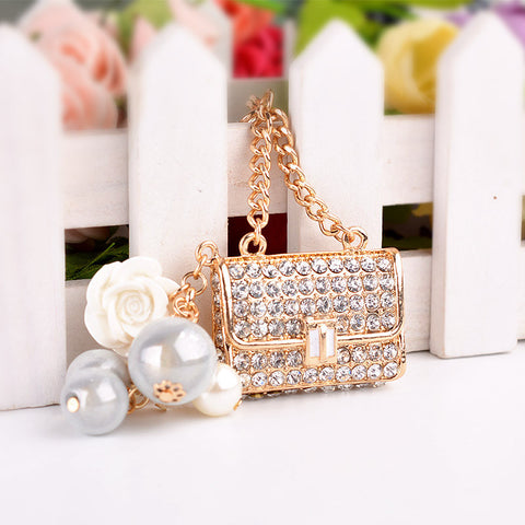 Handbag Lady Girl Creative Cute Crystal Charm Purse Handbag Car Key Keyring Keychain Party Wedding Delicate Gift