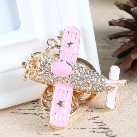 Helicopter Fighter Plane Stars Crystal Rhinestone Charm Pendant Purse Bag Car Key Ring Chain Creative Wedding Party Gift