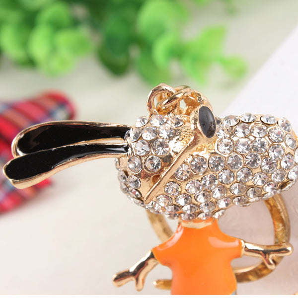 High-quality Roller Skates Glasses Dog Cute Crystal Charm Purse Handbag Car Key Keyring Keychain Party Jewelry Gift