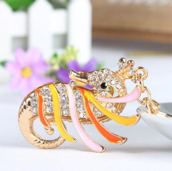 Hippocampal Sea Horse Lovely Cute Crystal Charm Purse Handbag Car Key Keyring Keychain Party Wedding Birthday Gift