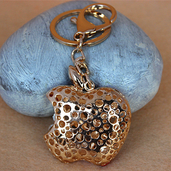Hot Crystal  Red Apple Keychain Rhinestone purse Bag Charm Pendant Key chain Key Ring