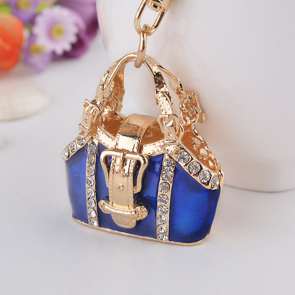 Hot Fashion Cute Rhinestone 3D Simulation Handbag Modelling Keychain Key Chain Ring Keyring Purse Bag Gift