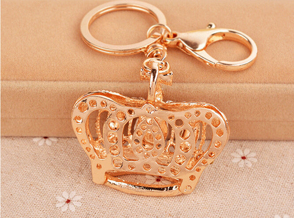 Creative Women Purse Bag Jewelry New Arrival Hollow Noble Crown Enamel Crystal Keychains Charm Novelty gift