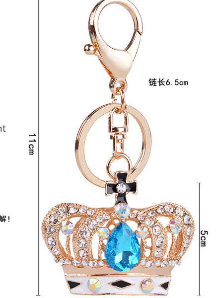 Creative Women Purse Bag Jewelry New Arrival Hollow Noble Crown Enamel Crystal Keychains Charm Novelty gift