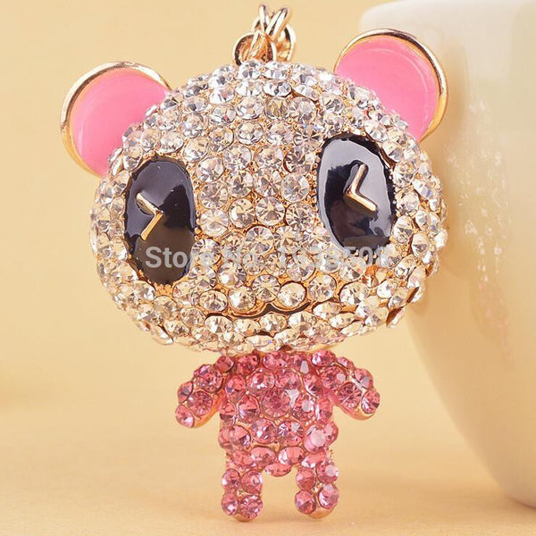 LOVELY PANDA DESIGN RHINESTONE KEYCHAIN FOR KEY BAG PENDANT CAR PURSE CHARMS BAG ACCESSORIES EXCELLENT GIFT