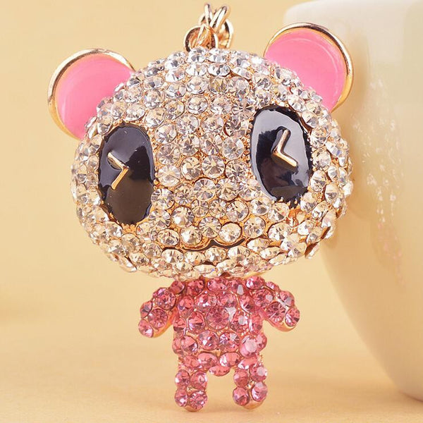 LOVELY PANDA DESIGN RHINESTONE KEYCHAIN FOR KEY BAG PENDANT CAR PURSE CHARMS BAG ACCESSORIES EXCELLENT GIFT