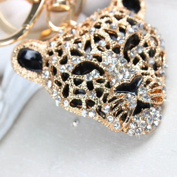 Leopard Lion Head Creative Charm Pendant Purse Bag Crystal car Key Ring Chain New Fashion Design Good Partner Basic Outfit