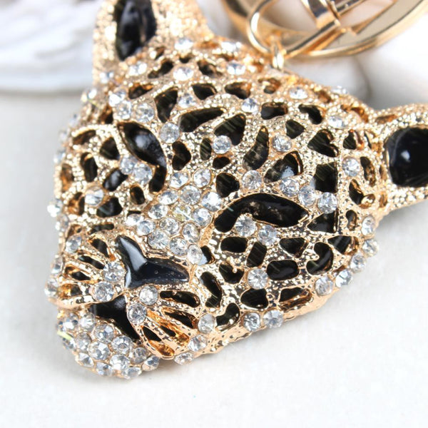 Leopard Lion Head Creative Charm Pendant Purse Bag Crystal car Key Ring Chain New Fashion Design Good Partner Basic Outfit