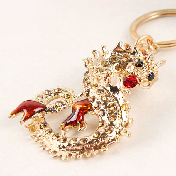 Long Chinese Dragon New Pendant Crystal Charm Purse Handbag Car Key Keyring Keychain Delicate Creative Gift Collection