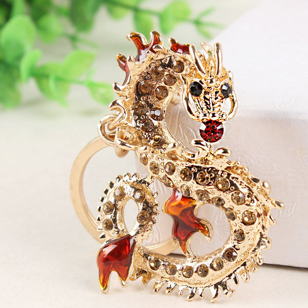 Long Chinese Dragon New Pendant Crystal Charm Purse Handbag Car Key Keyring Keychain Delicate Creative Gift Collection