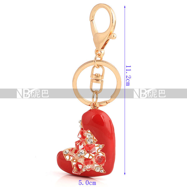 Love Heart Keychain Jewelry Fashion Crystal Keyring Gift Accessory Purse Charm Handbag Pendant