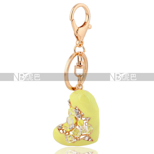 Love Heart Keychain Jewelry Fashion Crystal Keyring Gift Accessory Purse Charm Handbag Pendant