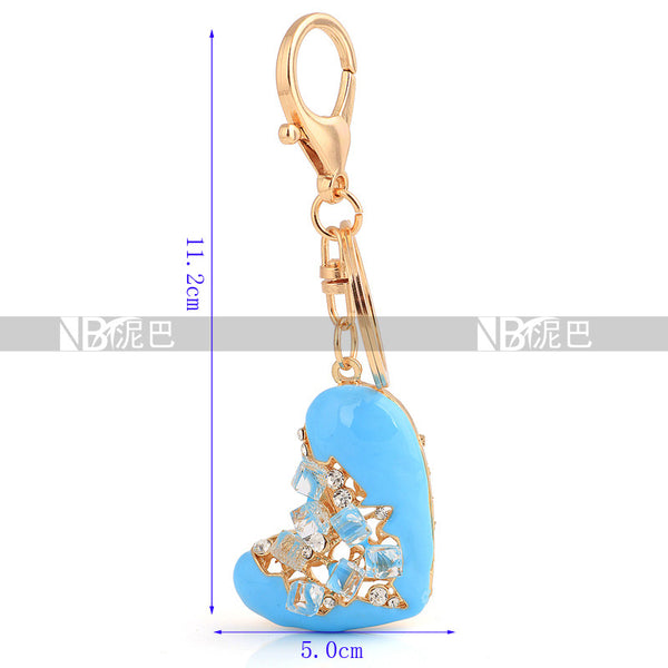 Love Heart Keychain Jewelry Fashion Crystal Keyring Gift Accessory Purse Charm Handbag Pendant