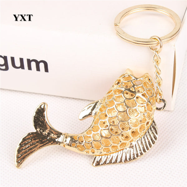 Lovely Carp Fish Cute Crystal Rhinestone Charm Pendant Purse Handbag Car Key Ring Keychain Party Wedding Gift Accessories