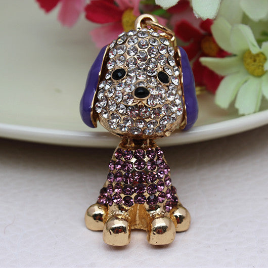 Lovely Dog Crystal Keychain Fashion Animal Key ring Gift Accessory Purse Charm Handbag Pendant Free Shipping  YSK224