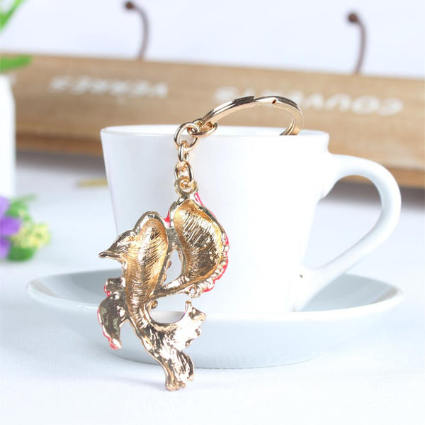 Lovely Double Carp Fish Cute Crystal Charm Purse Handbag Car Key Keyring Keychain Party Wedding Birthday Gift