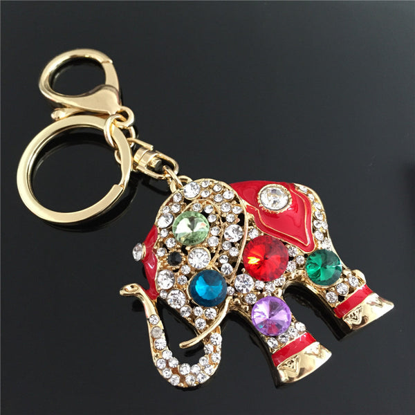 Lovely Elephant Crystal Keychain Charm Purse Handbag Car Key Keyring Party Wedding Birthday Gift