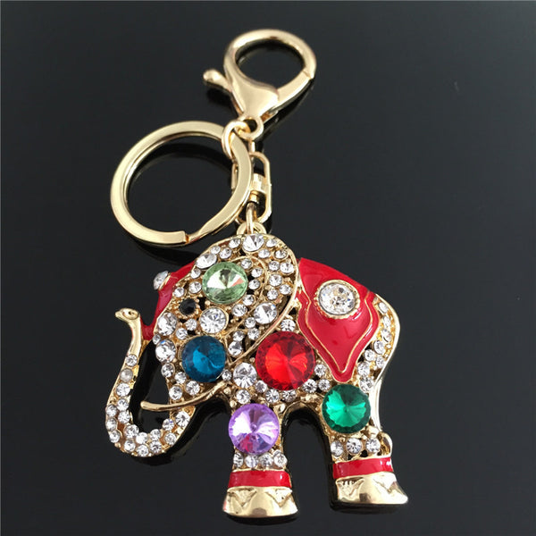 Lovely Elephant Crystal Keychain Charm Purse Handbag Car Key Keyring Party Wedding Birthday Gift